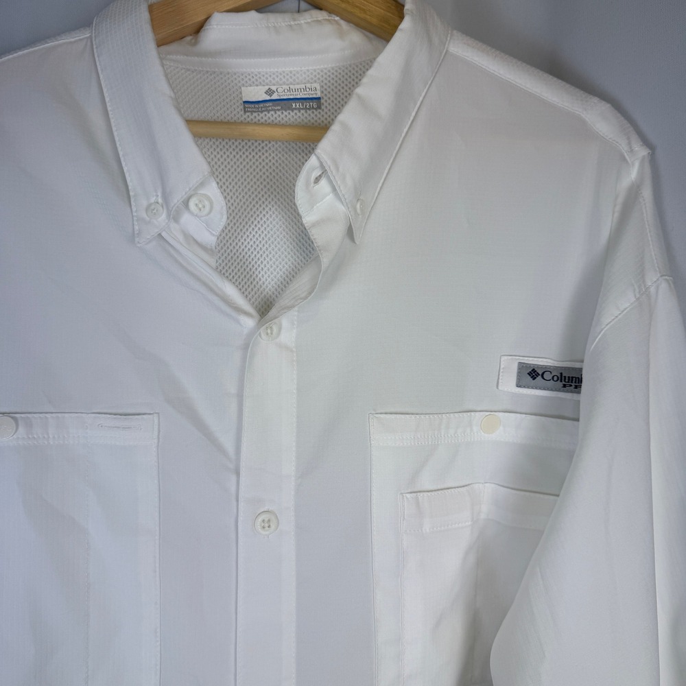 Columbia PFG Mens XXL White Long Sleeve Fishing Shirt Tamiami II Ventilated Mesh